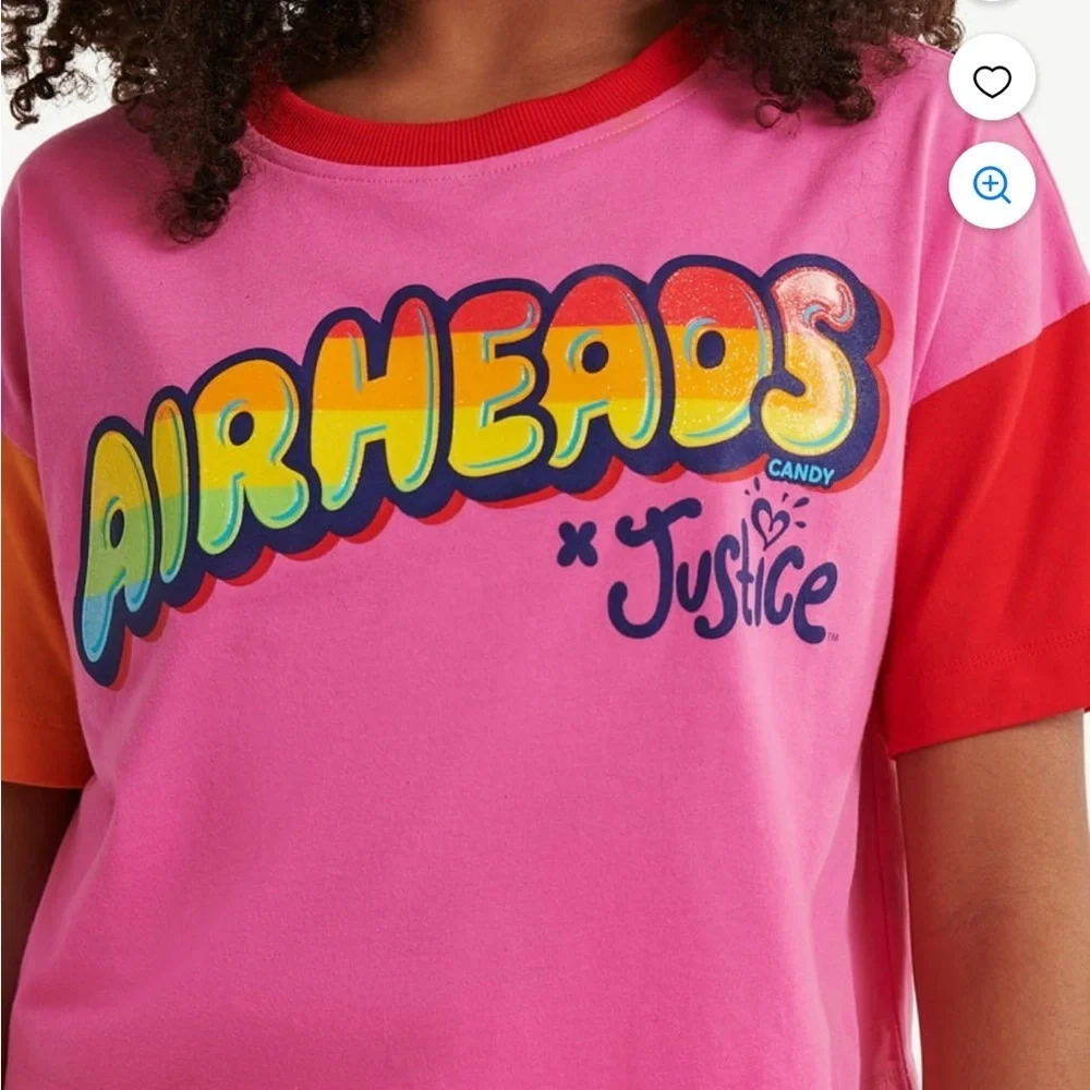 Justice Girl’s Airheads Colorblock Blast Cropped T-shirt Pink Red Orange Size M